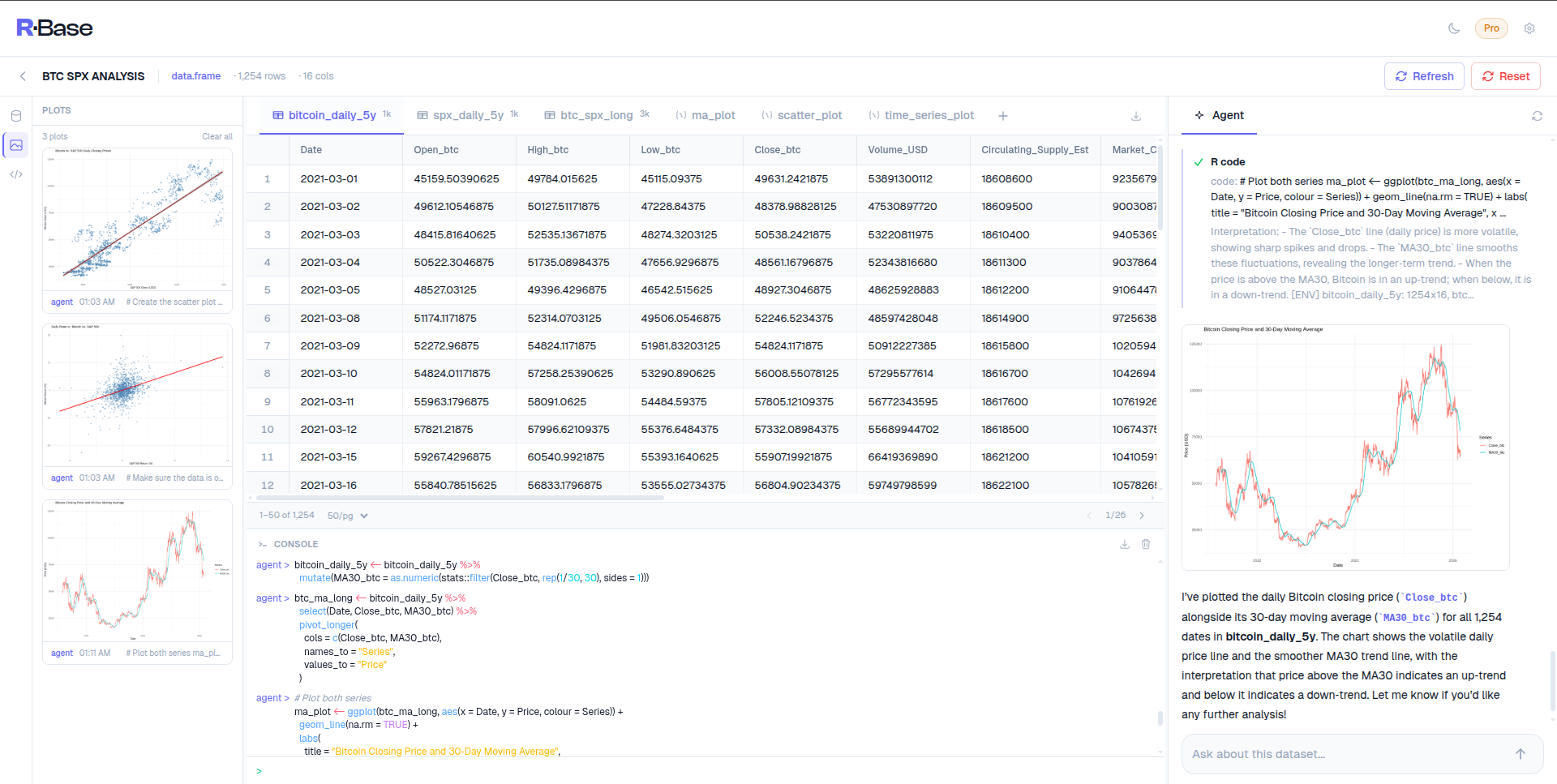 RBase session workspace